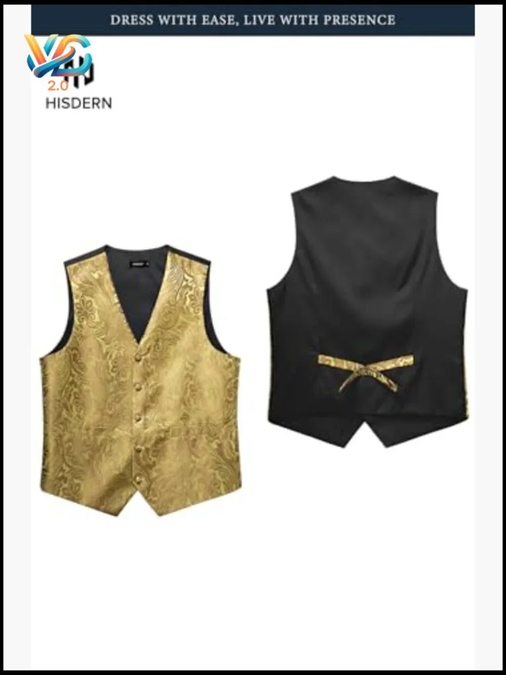 Men's Formal Vest Set with Tie and Pocket Square, Silk Blend, Size Large